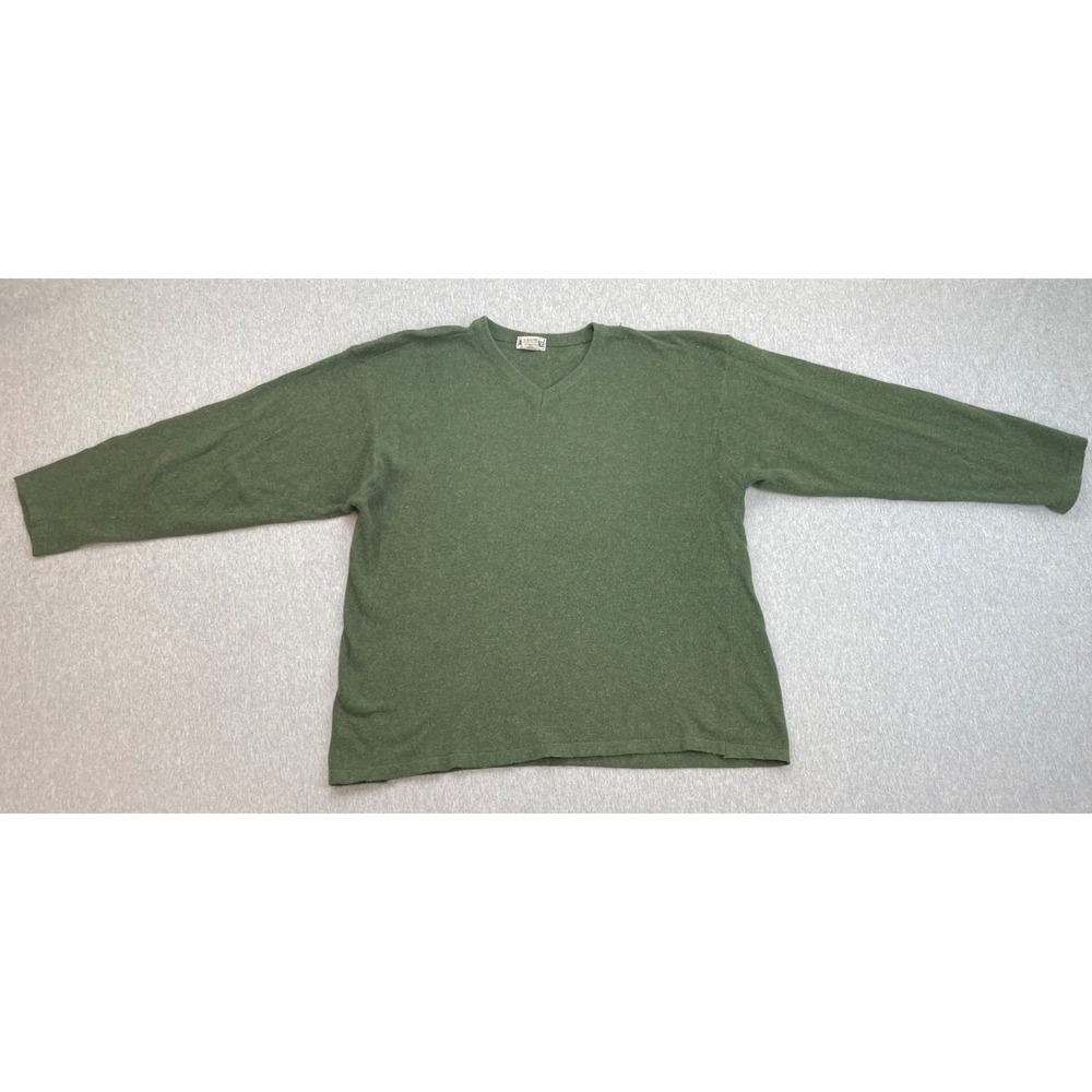 Aeropostale Sweater Mens XL Green Wool Blend Knit Made V-Neck Italy Vintage